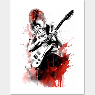 Girl Shredding Guitar Posters and Art